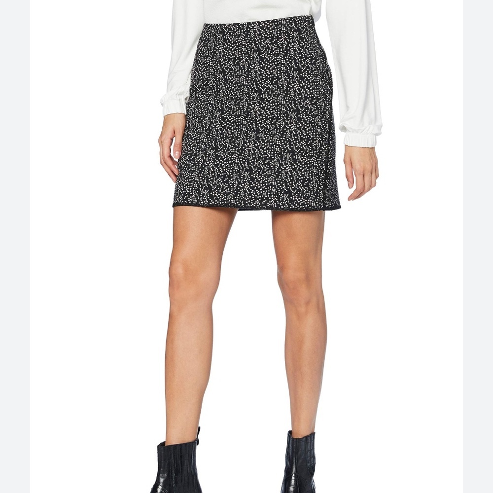Vintage Y2K Mini skirt Burnout velour Polka dot overlay Black Tan Cream Sz 10